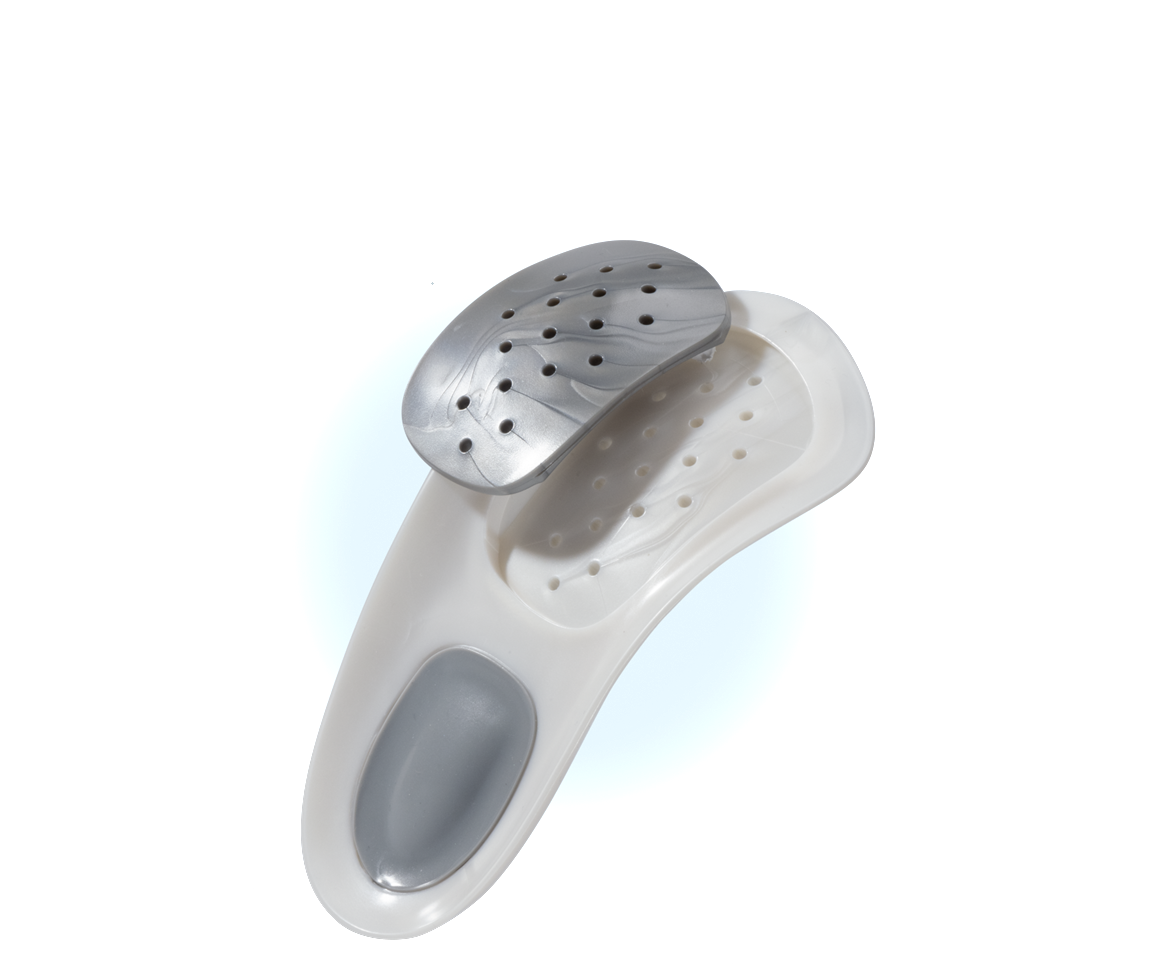 WalkFit Platinum insole base with a removable grey arch insert.
